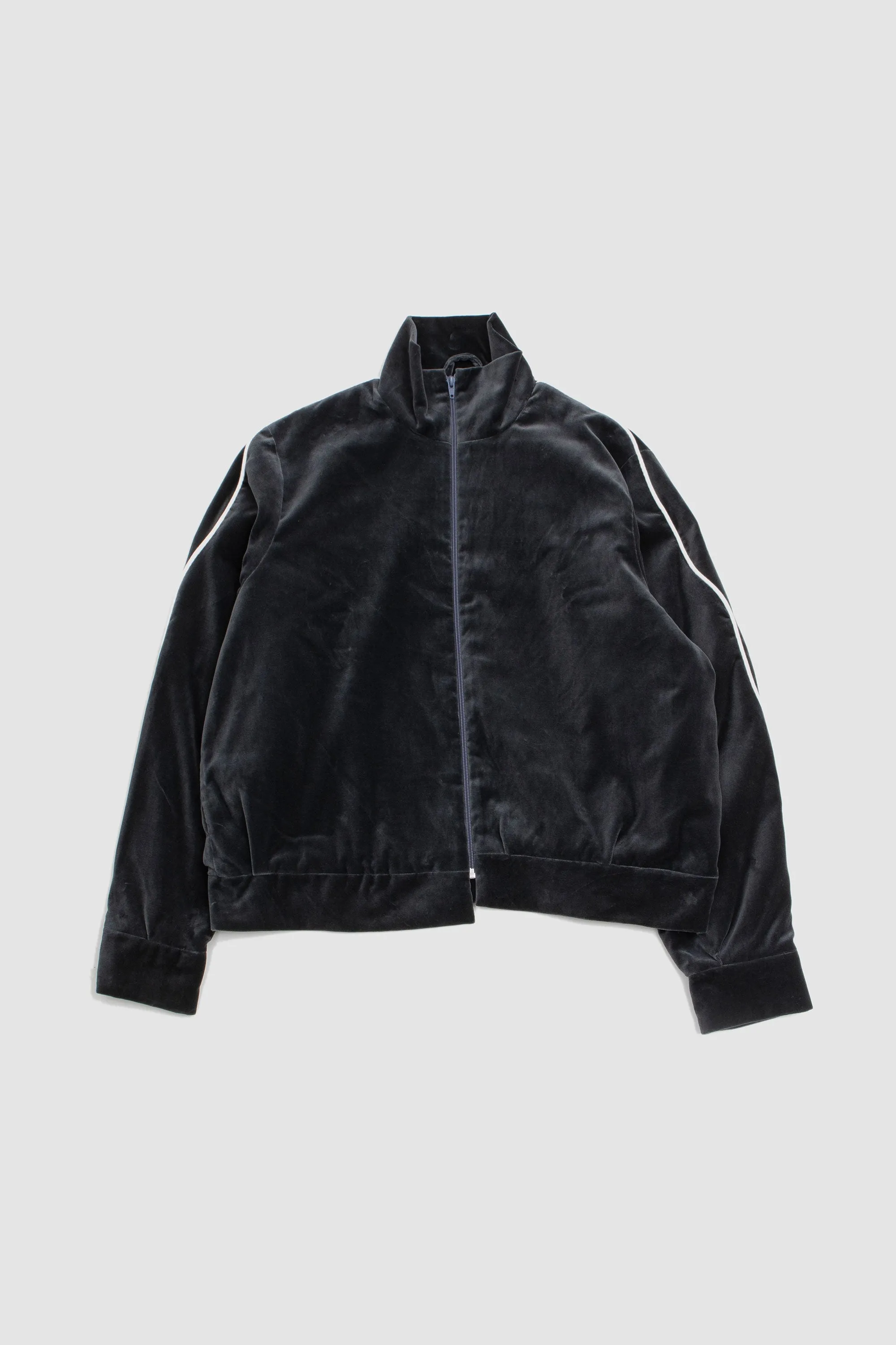 Track Jacket With Piping Cotton Velvet Grey