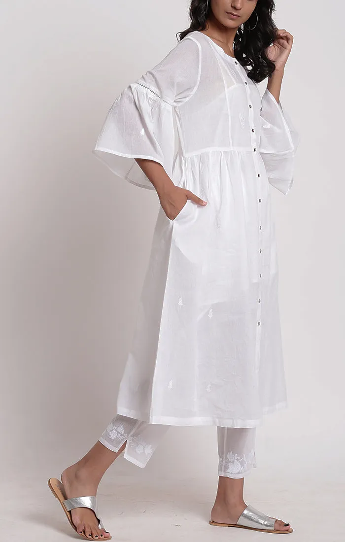 Tunic Dress - white with white sheer pants