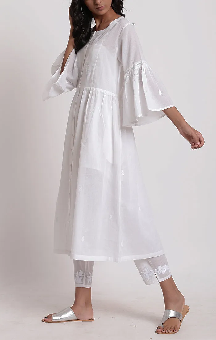 Tunic Dress - white with white sheer pants