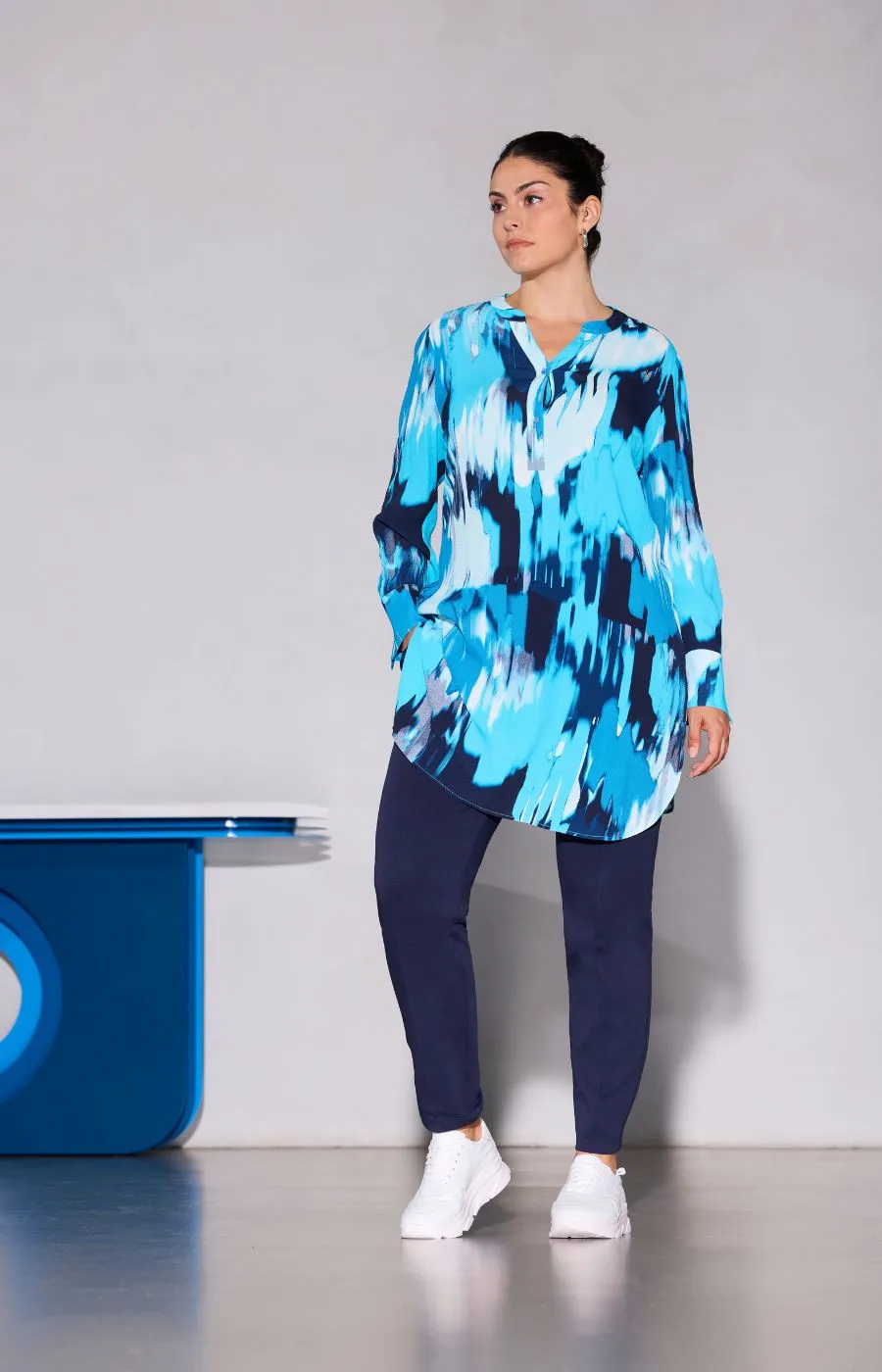 Ulla Popken Longline Tunic in Blue