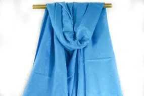 Vibrant Sky Blue Royal Paisley Pashmina Scarf Bohemian Shawl