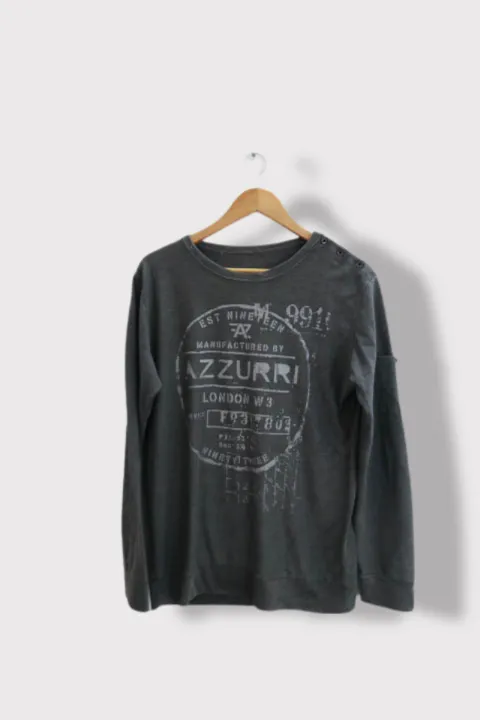Vintage Azzurri london swear graphics grey long sleeve tees M