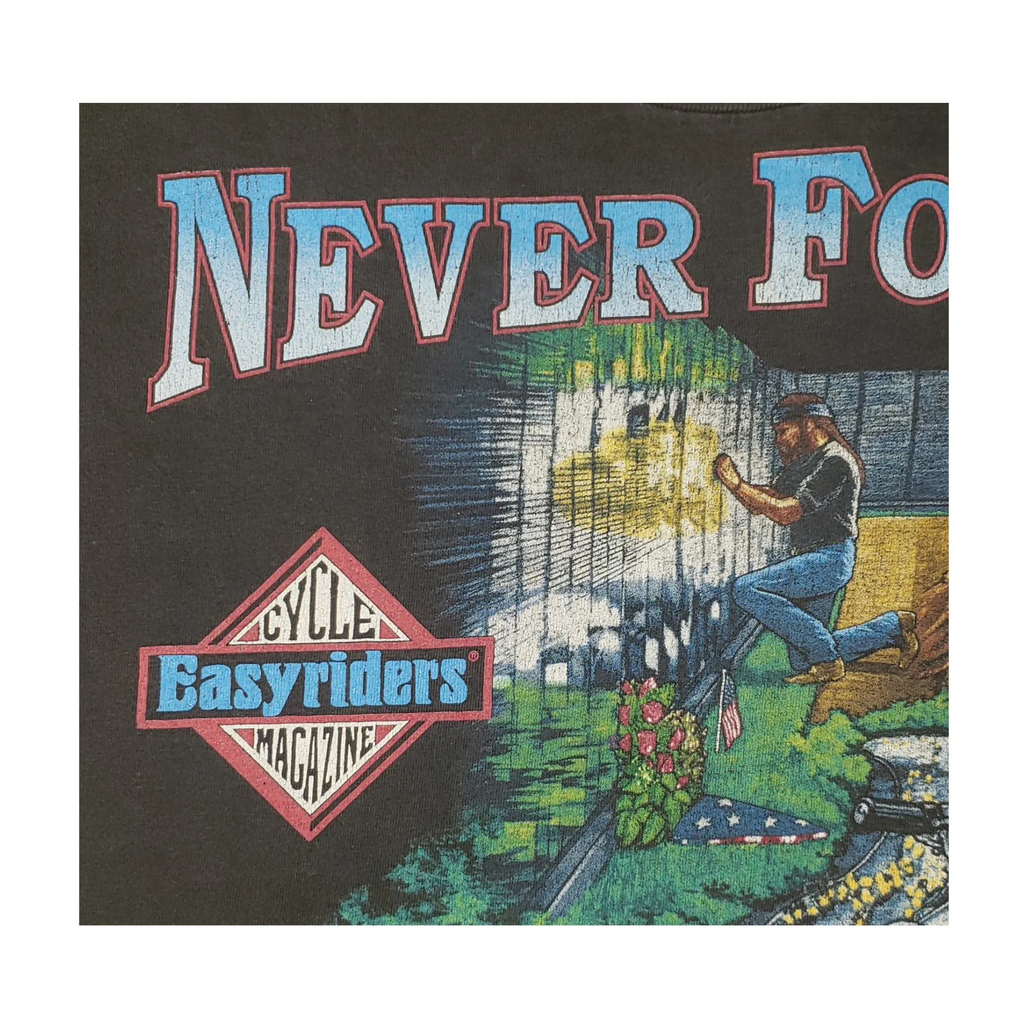 Vintage Easyriders Motorcycle Never Forget Veterans 1995 T-Shirt Lg