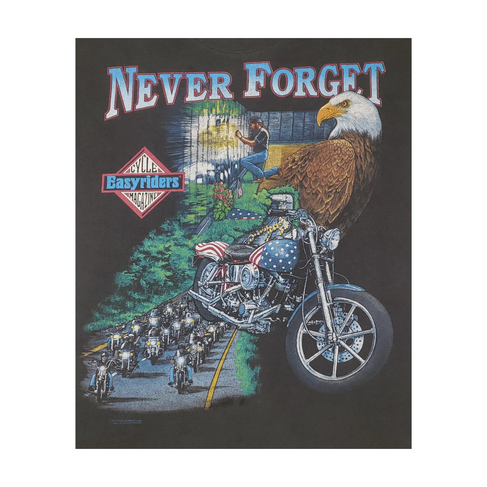 Vintage Easyriders Motorcycle Never Forget Veterans 1995 T-Shirt Lg