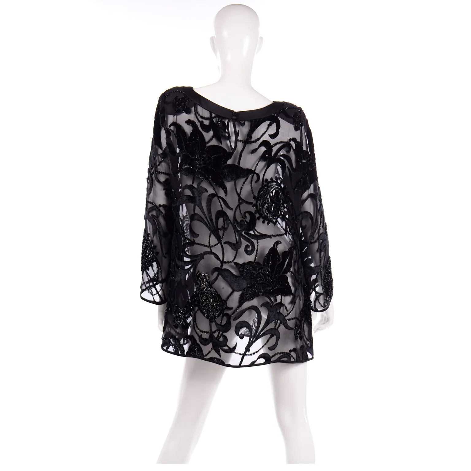 Vintage Escada Couture Burn Out Velvet Silk Evening Tunic Top