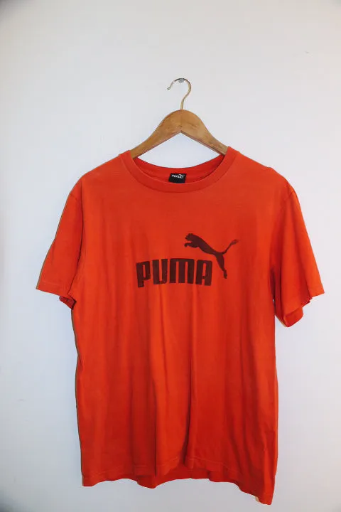 Vintage puma essential mens orange big logo medium t-shirt