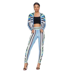 Vintage Stripe Track Suit - Cream