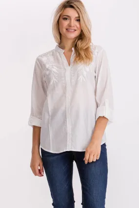 White Solid Tunic with Embroidery