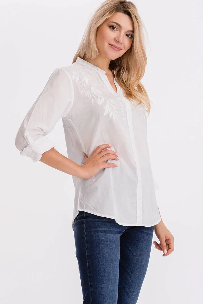White Solid Tunic with Embroidery