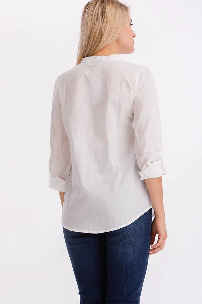 White Solid Tunic with Embroidery
