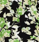 Women's Mini Dress in Black with Long Sleeves and Green Floral Print Wrap Style - Liquorish