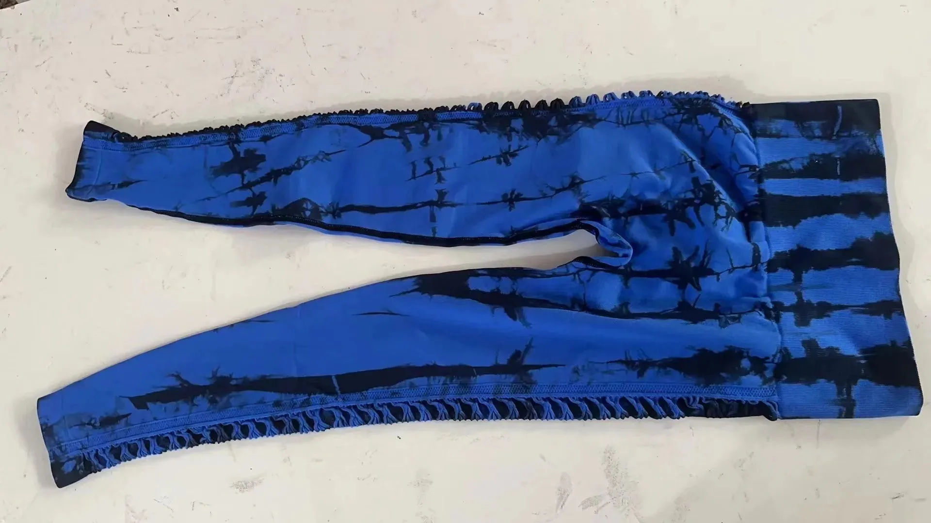 Women’s Sexy High-Waist Tie Dye Mesh Leggings - Hollow Out Yoga Pants Push-Up Gym Tights for Fitness & Running
