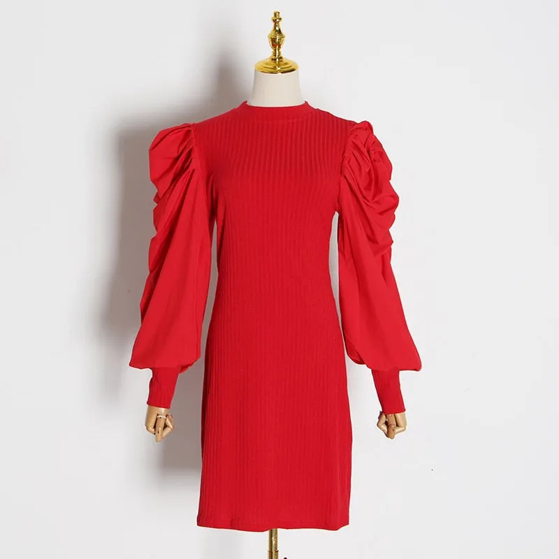 Women's Spring Patchwork High-Waist Sheath Dress