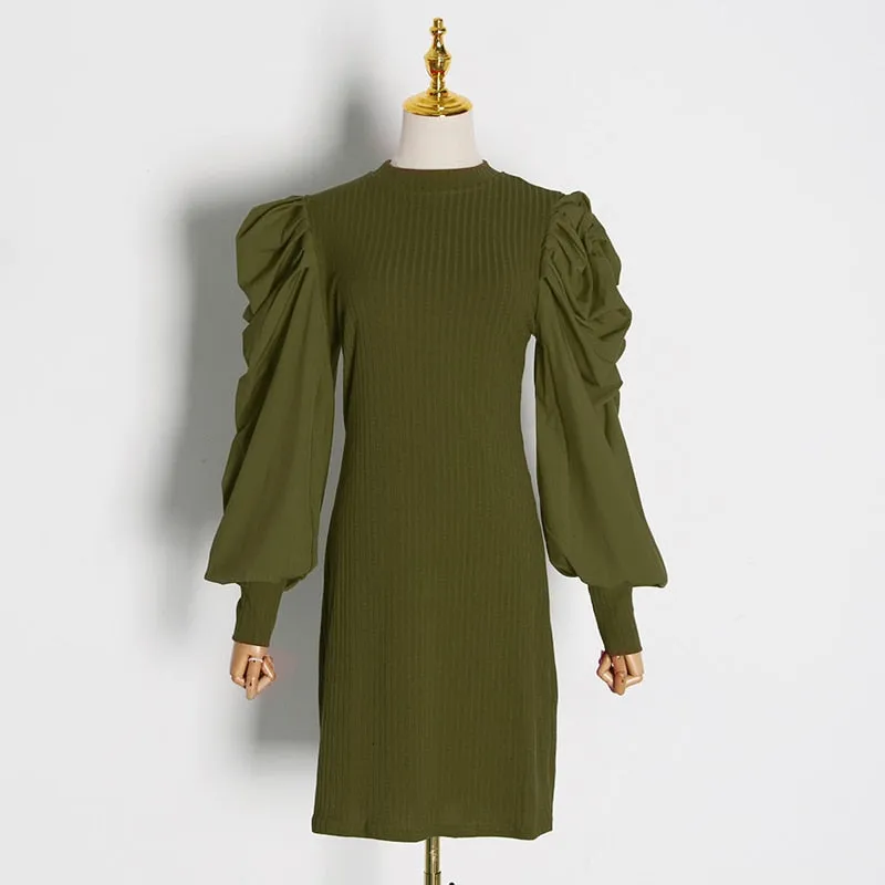 Women's Spring Patchwork High-Waist Sheath Dress