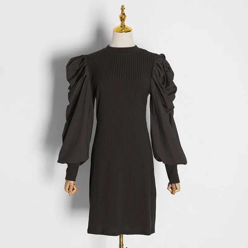 Women's Spring Patchwork High-Waist Sheath Dress