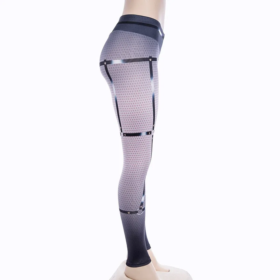 Women's Summer Patchwork Fitness Leggings With 3D Bandage Print