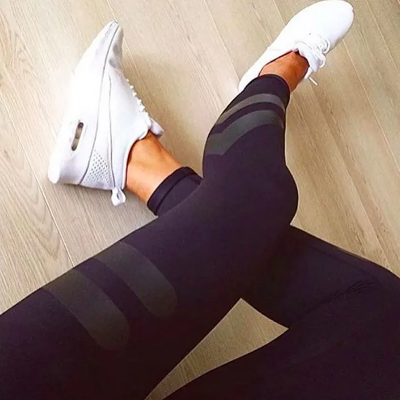Women's Summer Polyester Mid-Waist Fitness Leggings