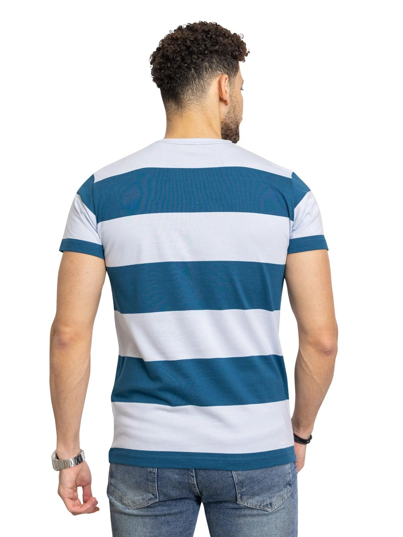 W.Striped Petroleum Striped Round T-shirt