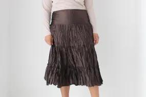 Y2K Metallic Crinkle Chocolate Skirt