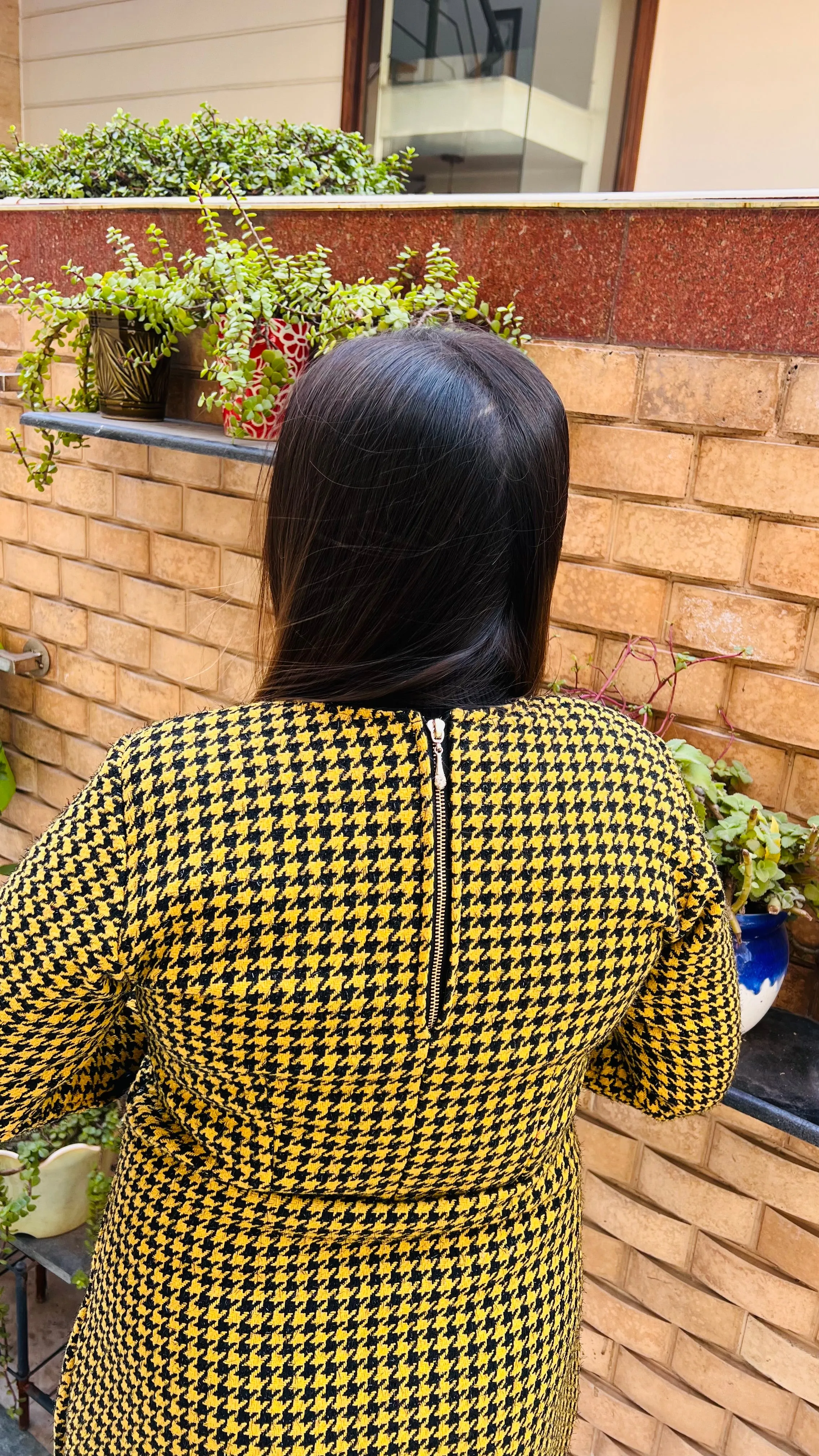 Yellow Houndstooth Tunic