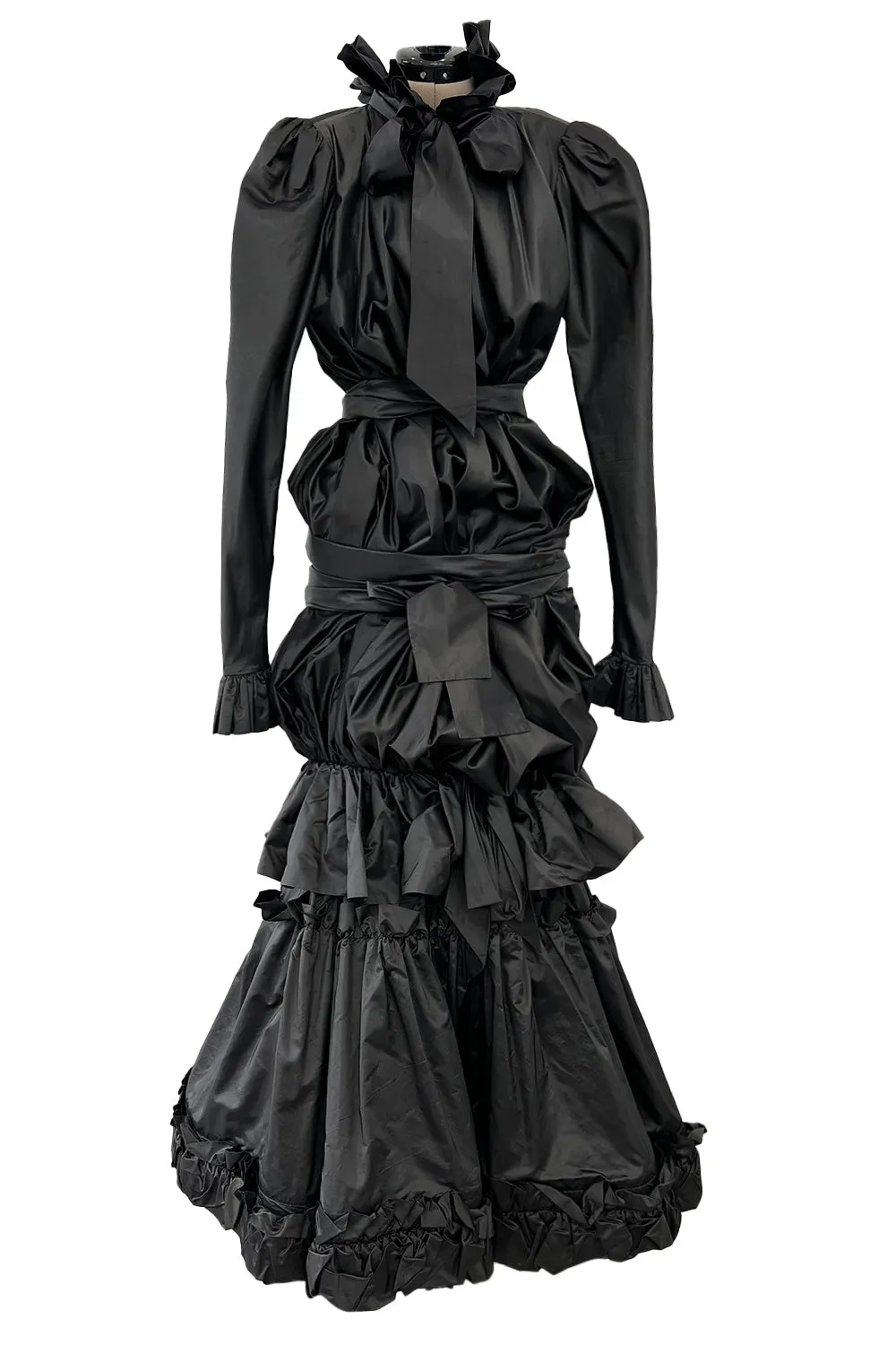 Yves Saint Laurent Fall 1981 Haute Couture Silk Taffeta Dress, Skirt & Sash Set