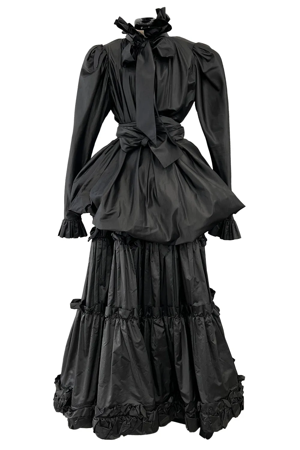 Yves Saint Laurent Fall 1981 Haute Couture Silk Taffeta Dress, Skirt & Sash Set